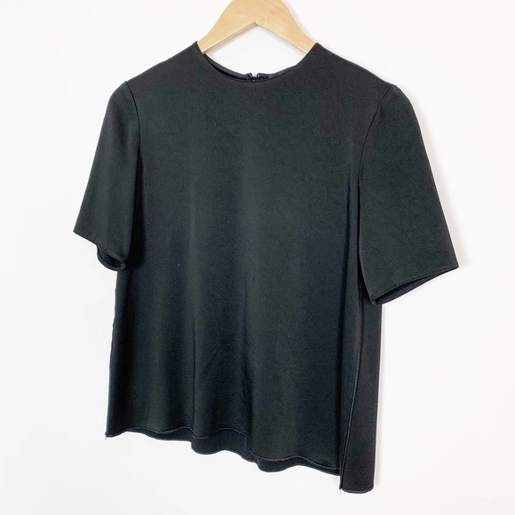 The Row Contrast Seam Crew Black Tee Blouse Top 2 - Picture 3 of 7